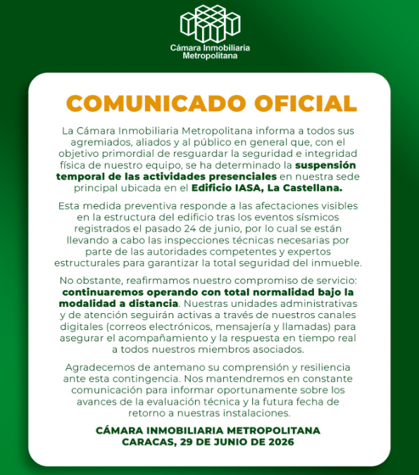 Suspensión temporal de las actividades presenciales en nuestra sede principal